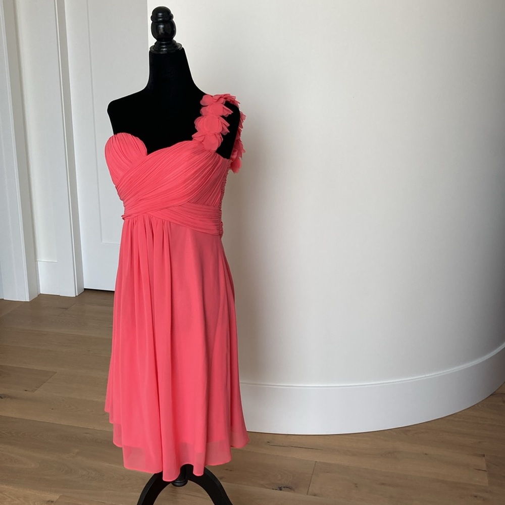 Vintage New Coral One Shoulder Cocktail  Dress - Picture 3 of 12